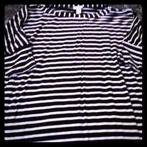 Boat neck collar striped shirt